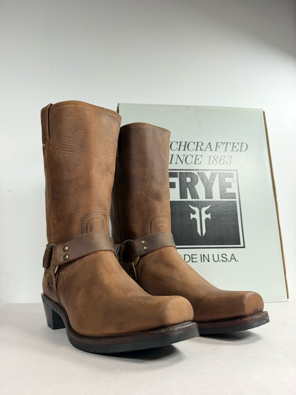 Frye Women’s 12R Harness Boots Size 12 M Brown Leather 77300 Tan Made In USA